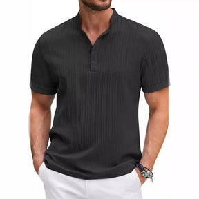 Camisa Manga Curta de algodão, Mancini Bellini® Henley Listrada