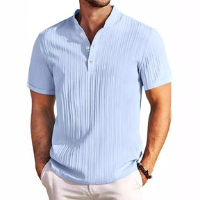 Camisa Manga Curta de algodão, Mancini Bellini® Henley Listrada